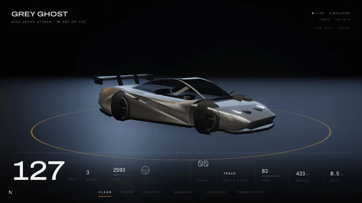 Koenigsegg Connected Vision Jesko digital twin