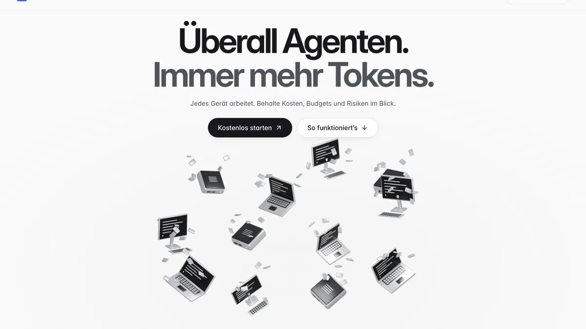 Passcard Website zur Verbrauchserfassung und Budgetkontrolle für Coding-Agenten